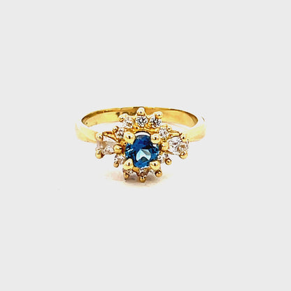 Elegant Gold and Blue Gemstone Ring