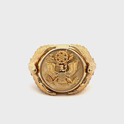 Elegant Gold Eagle Emblem Ring